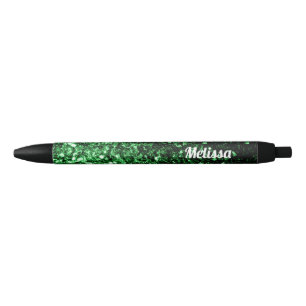 Stylo Noir Personnalisez les étincelles vert-foncé de parti