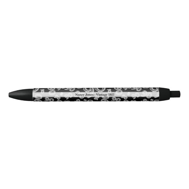 Stylo Noir Personnalisez quatre-vingt-dixième cadeau (Devant)