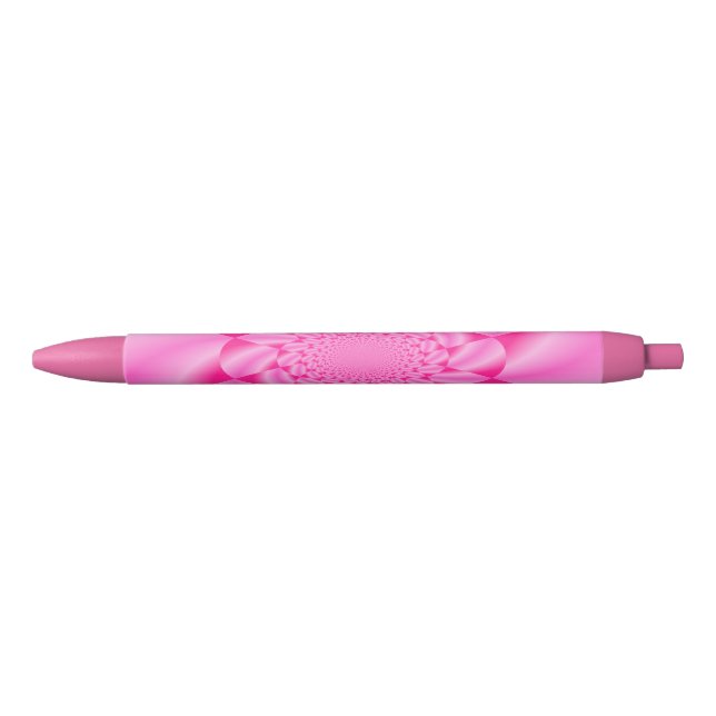 Stylo Noir Pétale de feuille rose (Devant)