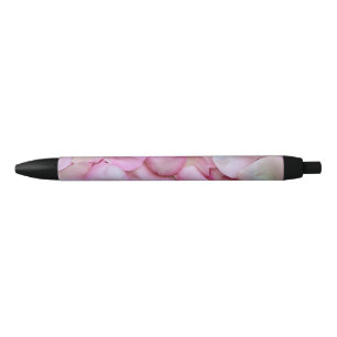 Stylo Noir Pétales roses
