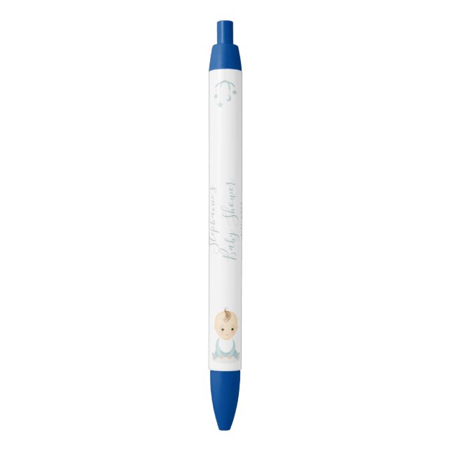 Stylo Noir Petit bébé garçon et son Baby shower mobile (devant Vertical)