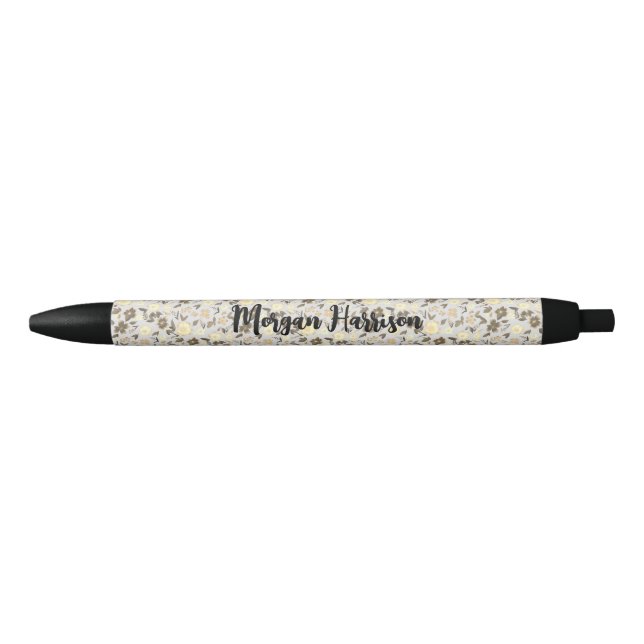 Stylo Noir petites fleurs (Devant)