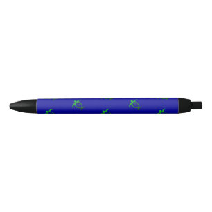 Stylo Noir Pétroglyphe hawaïenne de Honu sur le bleu