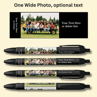 Stylo Noir Photo longue portée avec texte facultatif en noir