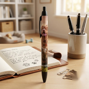 Stylo Noir Photo personnalisée avec le nom de votre chien