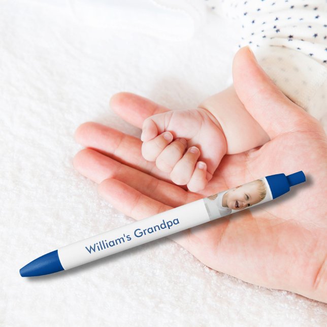 Stylo Noir Photo personnalisée du bébé grand-père (Créateur téléchargé)