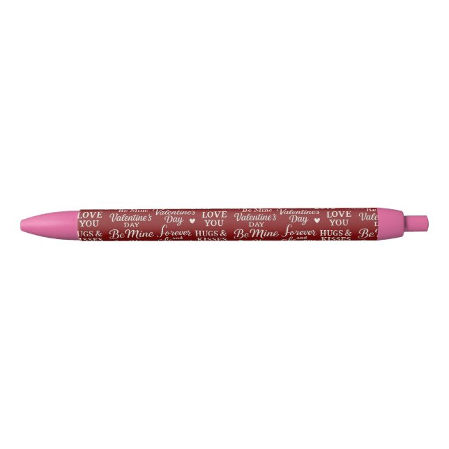 Stylo Noir Phrases classiques de la Saint-Valentin en motif (Devant)
