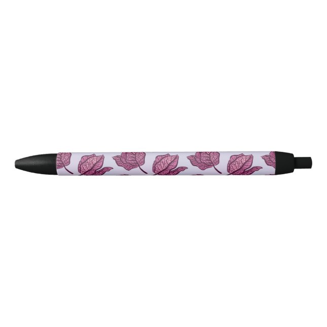 Stylo Noir Physalis rose Fleur Motif Pastel Botanique (Devant)