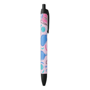 Stylo Noir Pickleball Paddles et boules Pink Preppy