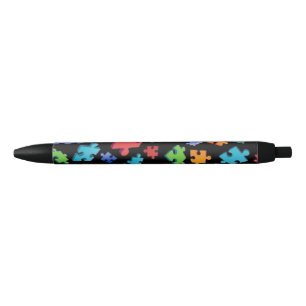Stylo Noir Pièces de puzzle sensibilisation sur l'autisme
