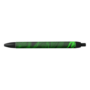Stylo Noir pierre de malachite verte à texture
