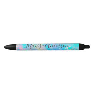 Stylo Noir Pierre de nacre holographique paillettes