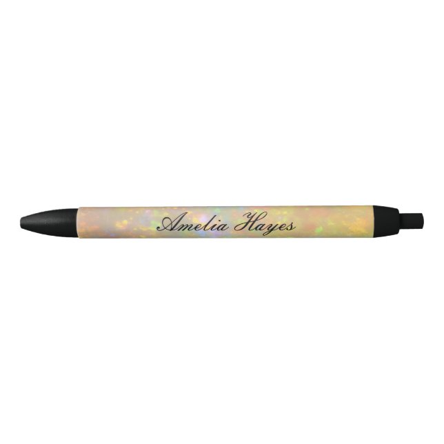 Stylo Noir Pierre d'Opale Élégante Texture Écriture Moderne P (Devant)