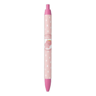 Stylo Noir Piglet rose mou - Nom personnalisé