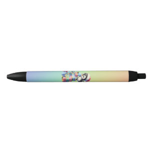 Stylo Noir Pingouin de Noël mignon avec carte cadeau et lumiè