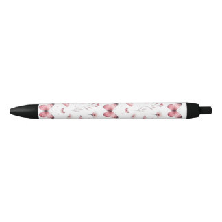 Stylo Noir Pink Butterflies