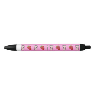 STYLO NOIR PINK KAWAII STRAWBERRY ET CHEESECAKE