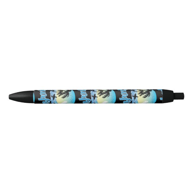 Stylo Noir Plage de surf (Devant)