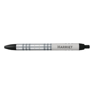 Stylo Noir Plaid Beige Highland Nom personnalisé