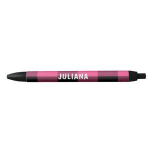 Stylo Noir Plaid de buffle rose et noir sur mesure