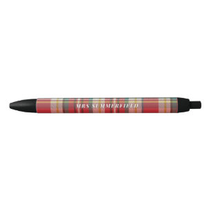 Stylo Noir Plaid Rustic Enseignant Élégant