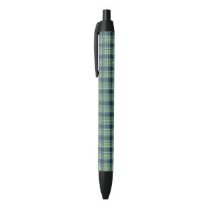 Stylo Noir Plaid sportif bleu et vert