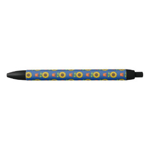 Stylo Noir Plante de tournesol dans un Motif de pot