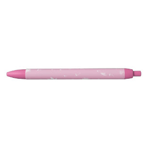 Stylo Noir Plantes roses et blancs