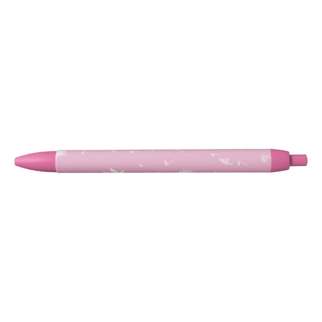 Stylo Noir Plantes roses et blancs (Devant)