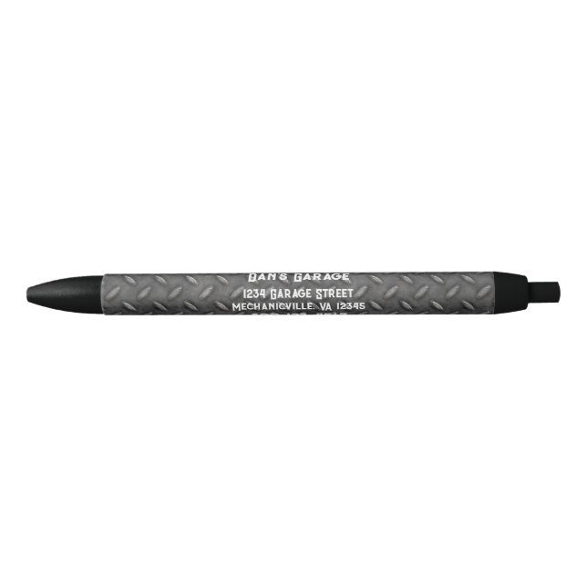 Stylo Noir Plaque diamantée personnalisée (Devant)