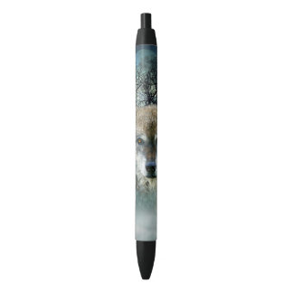 Stylo Noir Pleine lune de loup en brouillard