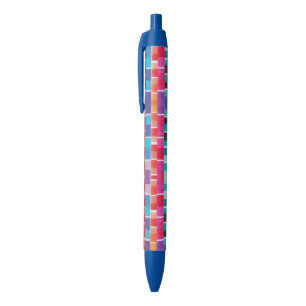 Stylo Noir plume de nuances rose et bleu