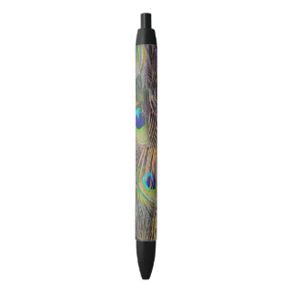 Stylo Noir Plumes de paon