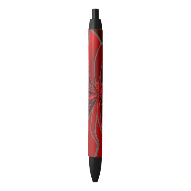Stylo Noir Poinsettia Abstraite (devant Vertical)
