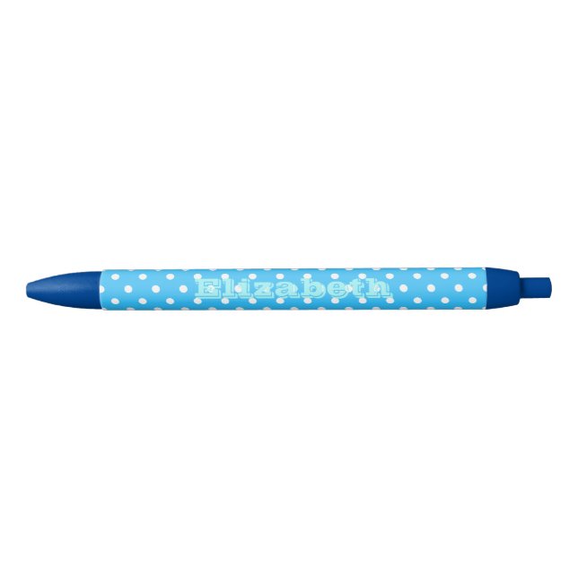 Stylo Noir Point de polka bleu (Devant)