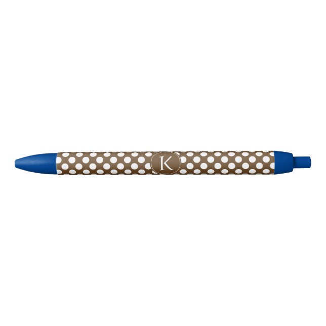 Stylo Noir Point Polka Brown et blanc monogramme (Devant)