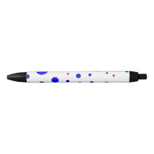 Stylo Noir Pointe Polka rouge et bleu