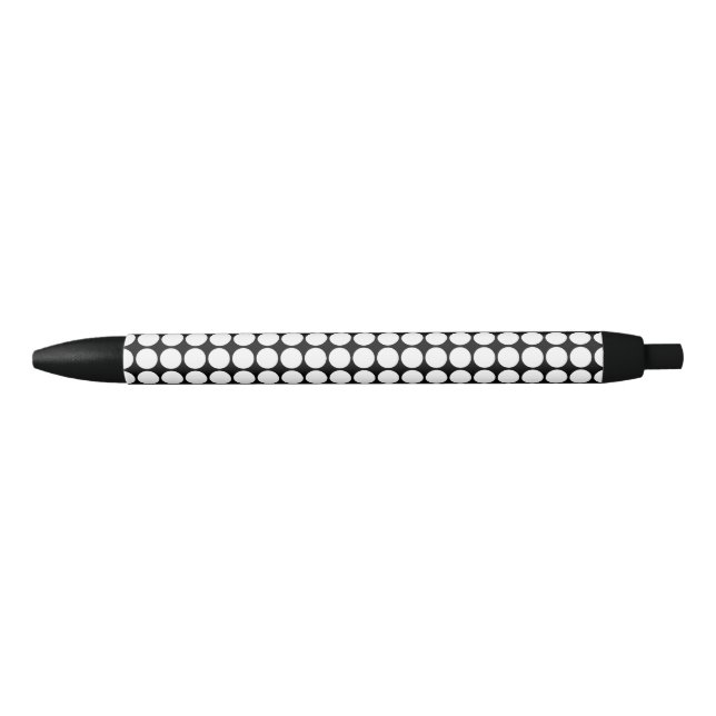Stylo Noir Points Blancs Minimaux sur Fond Noir Uni (Devant)