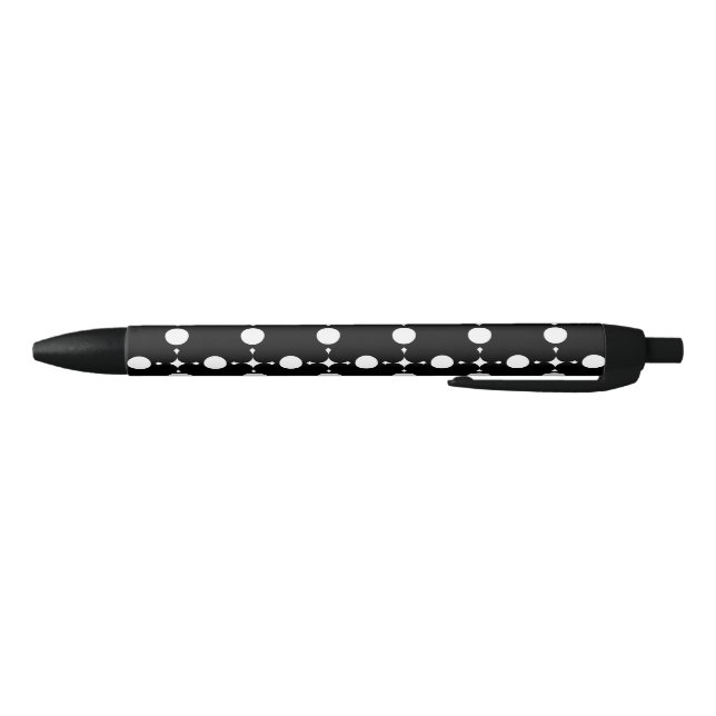 Stylo Noir Points blancs, Motif à pois, Pois, Pointillé (Bas)