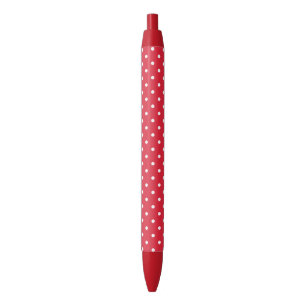 Stylo Noir Points rétro en rouge et blanc