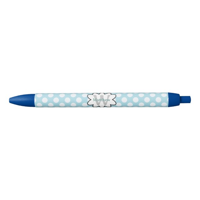 Stylo Noir Pois Bleus Blancs (Devant)