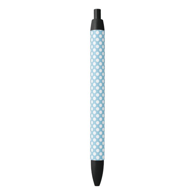 Stylo Noir Pois Bleus, Motif Pointe Polka, Points, Pointe (devant Vertical)