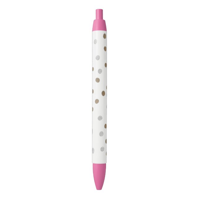 Stylo Noir Pois d'argent et d'or (devant Vertical)