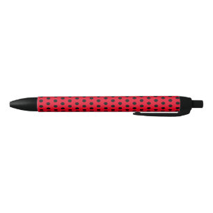 Stylo Noir Pois noir et rouge rétro classique