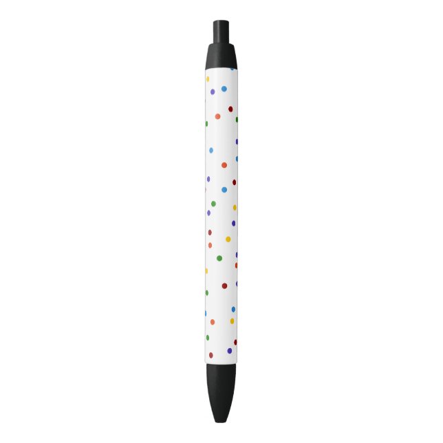 Stylo Noir Pois Rainbow Confetti Motif (devant Vertical)