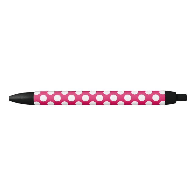 Stylo Noir Pois rose et blanc (Devant)