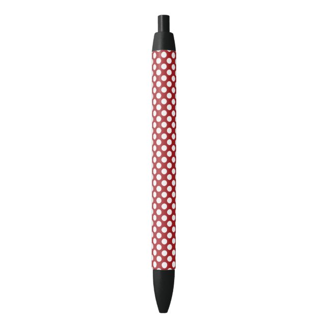 Stylo Noir Pois rouges, Motif à points polka, points, pointil (devant Vertical)