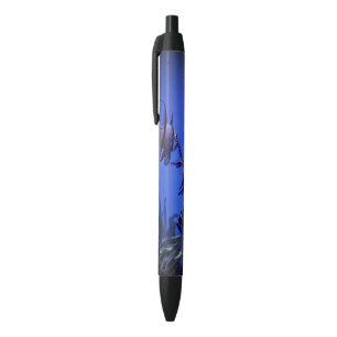 Stylo Noir Poisson blanc et noir dans la mer Bleue profonde