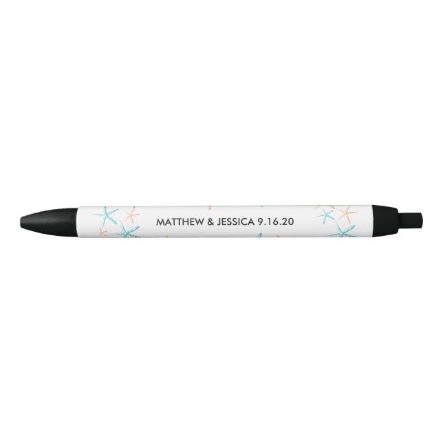 Stylo Noir Poisson maigre | Bleu des Caraïbes et orange (Devant)