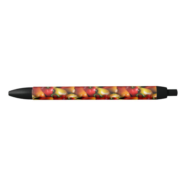 Stylo Noir Poivrons rouges et jaunes (Devant)